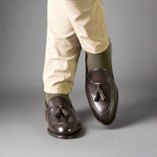 Ambrogio Handmade Calf-Skin Leather Tassel Loafer (AMB2585)-AmbrogioShoes