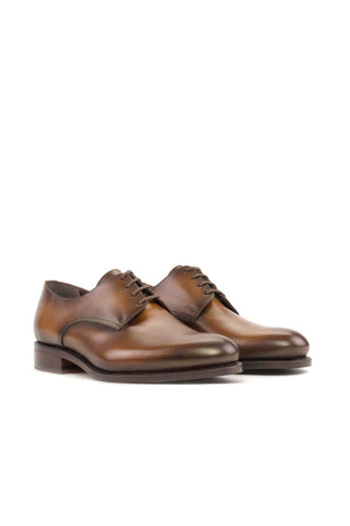 Ambrogio Handmade Cognac Calf-Skin Leather Derby (AMB2465)-AmbrogioShoes