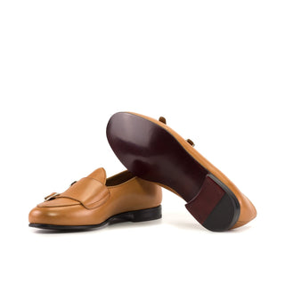 Ambrogio Handmade Cognac Full Grain / Calf-Skin Leather Double Monk Strap (AMB2554)-AmbrogioShoes