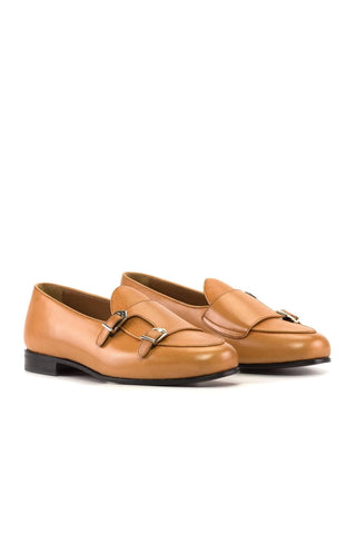 Ambrogio Handmade Cognac Full Grain / Calf-Skin Leather Double Monk Strap (AMB2554)-AmbrogioShoes