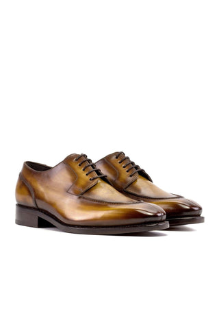 Ambrogio Handmade Cognac Patina Leather Derby Split Toe (AMB2448)-AmbrogioShoes