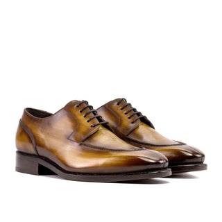 Ambrogio Handmade Cognac Patina Leather Derby Split Toe (AMB2448)-AmbrogioShoes