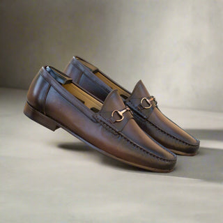 Ambrogio Handmade Dark Brown Nappa Leather Moccasin Loafers (AMB2550)-AmbrogioShoes