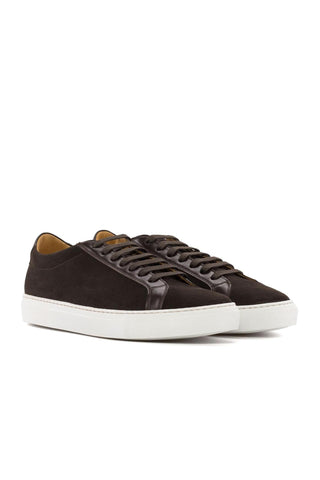Ambrogio Handmade Dark Brown Suede Low Top Sneakers (AMB2523)-AmbrogioShoes