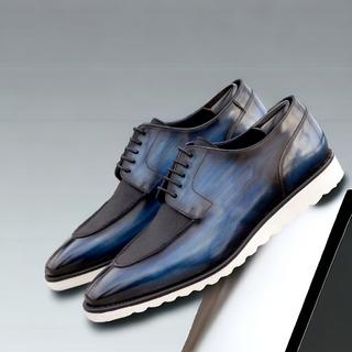 Ambrogio Handmade Denim Patina Leather Derby Split Toe (AMB2509)-AmbrogioShoes