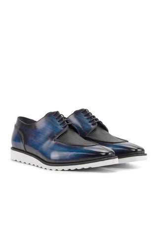 Ambrogio Handmade Denim Patina Leather Derby Split Toe (AMB2509)-AmbrogioShoes