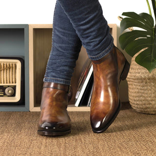 Ambrogio Handmade Fire Patina Leather Jodhpur Boots (AMB2458)-AmbrogioShoes