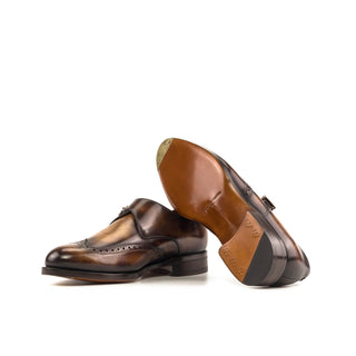 Ambrogio Handmade Fire Patina Leather Monk Strap (AMB2459)-AmbrogioShoes