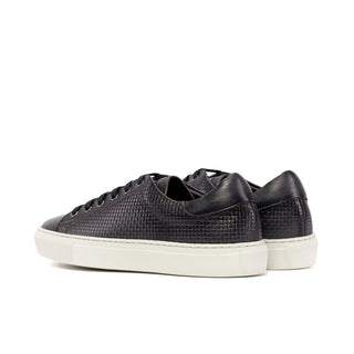 Ambrogio Handmade Gray Calf-Skin / Woven Leather Trainer Sneakers (AMB2482)-AmbrogioShoes