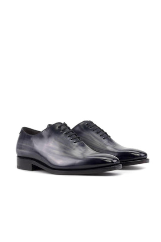 Ambrogio Handmade Gray Patina Leather Whole Cut Oxfords (AMB2452)-AmbrogioShoes