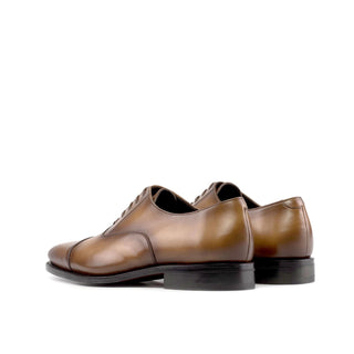 Ambrogio Handmade Medium Brown Calf-Skin Leather Cap-Toe Oxfords (AMB2473)-AmbrogioShoes