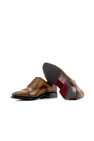 Ambrogio Handmade Medium Brown Calf-Skin Leather Cap-Toe Oxfords (AMB2473)-AmbrogioShoes