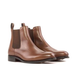 Ambrogio Handmade Medium Brown Calf-Skin Leather Chelsea Boots (AMB2463)-AmbrogioShoes