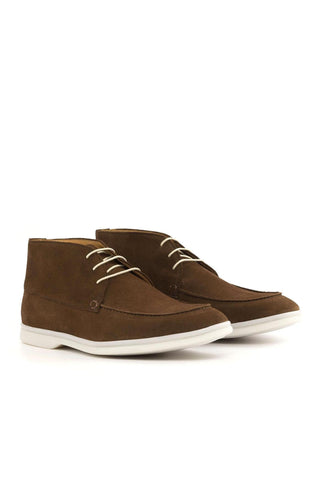 Ambrogio Handmade Medium Brown Suede Moccasin Flex Boots (AMB2559)-AmbrogioShoes