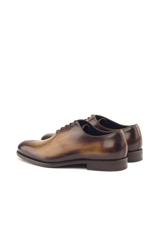 Ambrogio Handmade Men's Handmade Custom Made Shoes Cognac Patina Leather Oxfords (AMB1290)