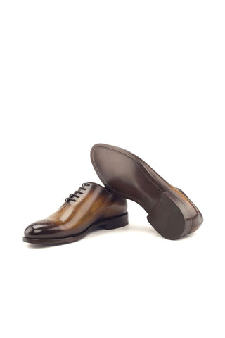 Ambrogio Handmade Men's Handmade Custom Made Shoes Cognac Patina Leather Oxfords (AMB1290)