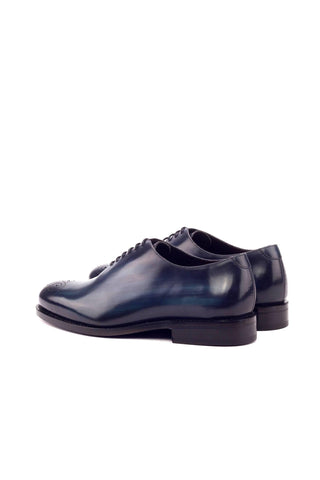 Ambrogio Handmade Men's Handmade Custom Made Shoes Denim Blue Patina Leather Oxfords (AMB1305)