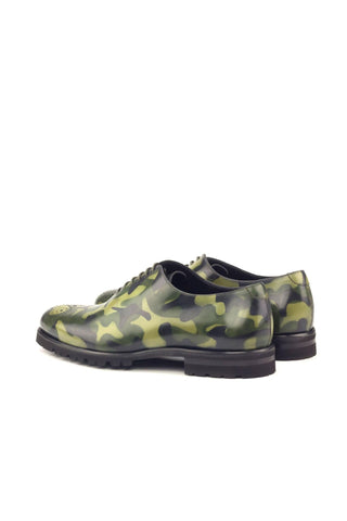 Ambrogio Handmade Men's Handmade Custom Made Shoes Khaki Green Camo Patina Leather Oxfords (AMB1303)