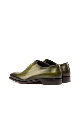 Ambrogio Handmade Men's Handmade Custom Made Shoes Khaki Green Patina Leather Oxfords (AMB1307)