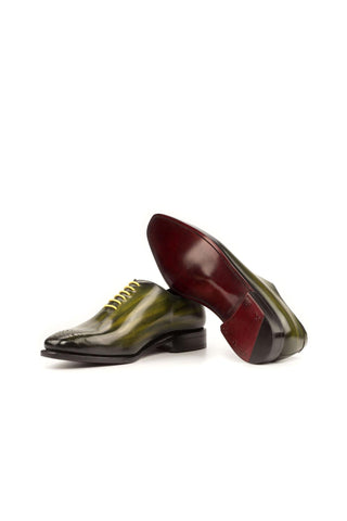 Ambrogio Handmade Men's Handmade Custom Made Shoes Khaki Green Patina Leather Oxfords (AMB1307)