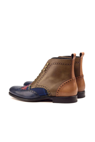 Ambrogio Handmade Men's Handmade Custom Made Shoes Multi-Color Leather Military Brogue Boots (AMB1253)-AmbrogioShoes