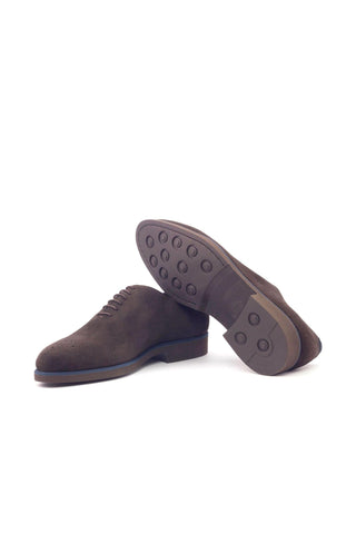 Ambrogio Handmade Men's Handmade Custom Made Shoes Navy & Brown Lux Suede Oxfords (AMB1289)