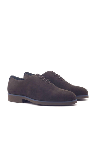 Ambrogio Handmade Men's Handmade Custom Made Shoes Navy & Brown Lux Suede Oxfords (AMB1289)
