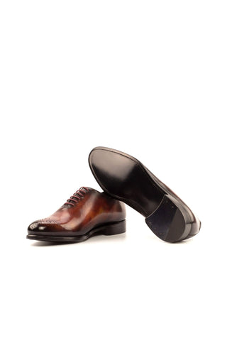 Ambrogio Handmade Men's Handmade Custom Made Shoes Orange Fire Patina Leather Oxfords (AMB1296)