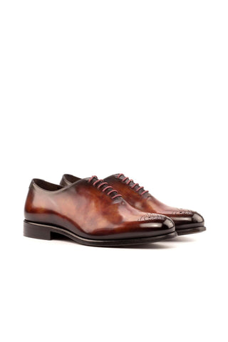 Ambrogio Handmade Men's Handmade Custom Made Shoes Orange Fire Patina Leather Oxfords (AMB1296)