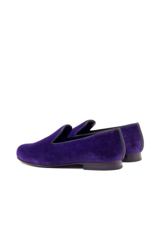 Ambrogio Handmade Men's Handmade Custom Made Shoes Purple Velvet Wellington Loafers (AMB1310)