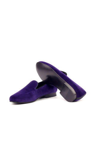 Ambrogio Handmade Men's Handmade Custom Made Shoes Purple Velvet Wellington Loafers (AMB1310)