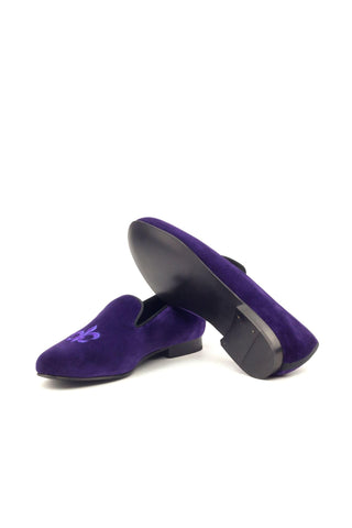 Ambrogio Handmade Men's Handmade Custom Made Shoes Purple Velvet Wellington Slip-On Loafers (AMB1316)