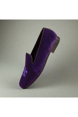 Ambrogio Handmade Men's Handmade Custom Made Shoes Purple Velvet Wellington Slip-On Loafers (AMB1316)