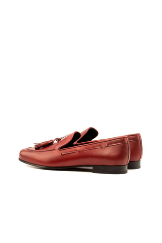 Ambrogio Handmade Men's Handmade Custom Made Shoes Red Leather Wellington Loafers (AMB1311)-AmbrogioShoes