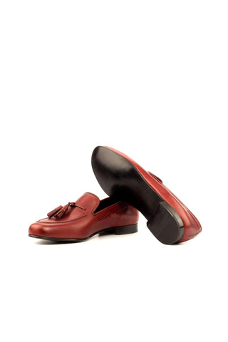 Ambrogio Handmade Men's Handmade Custom Made Shoes Red Leather Wellington Loafers (AMB1311)-AmbrogioShoes