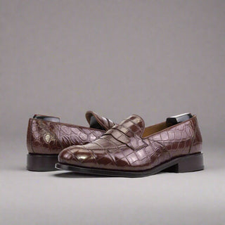 Ambrogio Handmade Men's Shoes Alligator Skin Penny Loafer (AMB2596)-AmbrogioShoes