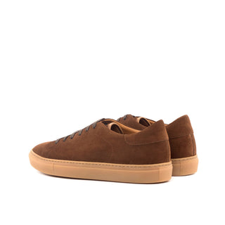 Ambrogio Handmade Men's Shoes Brown Suede Leather Trainer Sneakers (AMB2529)-AmbrogioShoes