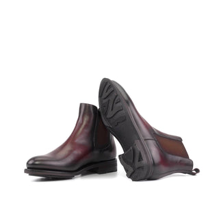 Ambrogio Handmade Men's Shoes Burgundy Calf-Skin Leather Chelsea Boots (AMB2439)-AmbrogioShoes
