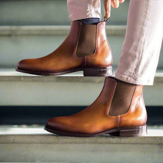 Ambrogio Handmade Men's Shoes Calf-Skin Leather Chelsea Boot (AMB2593)-AmbrogioShoes