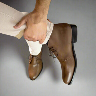 Ambrogio Handmade Men's Shoes Calf-Skin Leather Chukka Boot (AMB2583)-AmbrogioShoes