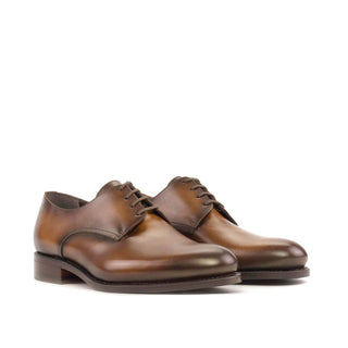 Ambrogio Handmade Men's Shoes Cognac Calf-Skin Leather Derby (AMB2465)-AmbrogioShoes