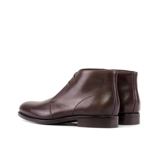 Ambrogio Handmade Men's Shoes Dark Brown Calf-Skin Leather Chukka Boots (AMB2466)-AmbrogioShoes