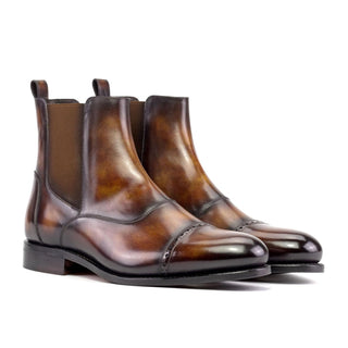 Ambrogio Handmade Men's Shoes Fire Patina Leather Chelsea Boots (AMB2487)-AmbrogioShoes