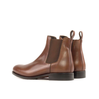 Ambrogio Handmade Men's Shoes Medium Brown Calf-Skin Leather Chelsea Boots (AMB2463)-AmbrogioShoes