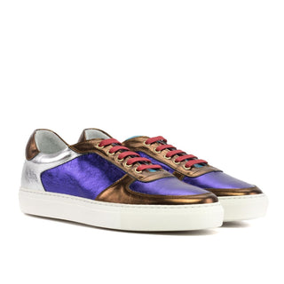 Ambrogio Handmade Men's Shoes Multi Color Metallic Calf-Skin Leather Trainer Sneakers (AMB2561)-AmbrogioShoes
