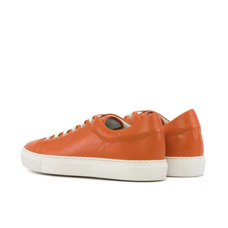 Ambrogio Handmade Men's Shoes Orange Full Grain Leather Trainer Sneakers (AMB2444)-AmbrogioShoes