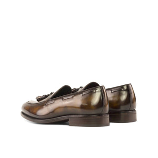 Ambrogio Handmade Men's Shoes Patina Calf-Skin Leather Tassel Loafer (AMB2572)-AmbrogioShoes