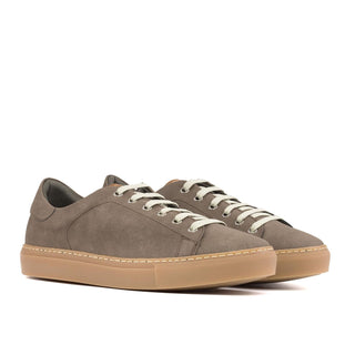 Ambrogio Handmade Men's Shoes Taupe Vegan Suede Leather Casual Trainer Sneakers (AMB2560)-AmbrogioShoes