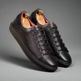 Ambrogio Handmade Men's Shoes Woven Calf-Skin / Suede Leather Sneaker (AMB2600)-AmbrogioShoes