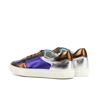 Ambrogio Handmade Multi Color Metallic Calf-Skin Leather Trainer Sneakers (AMB2561)-AmbrogioShoes